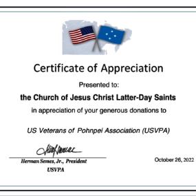 Pohnpei Veteran certificate